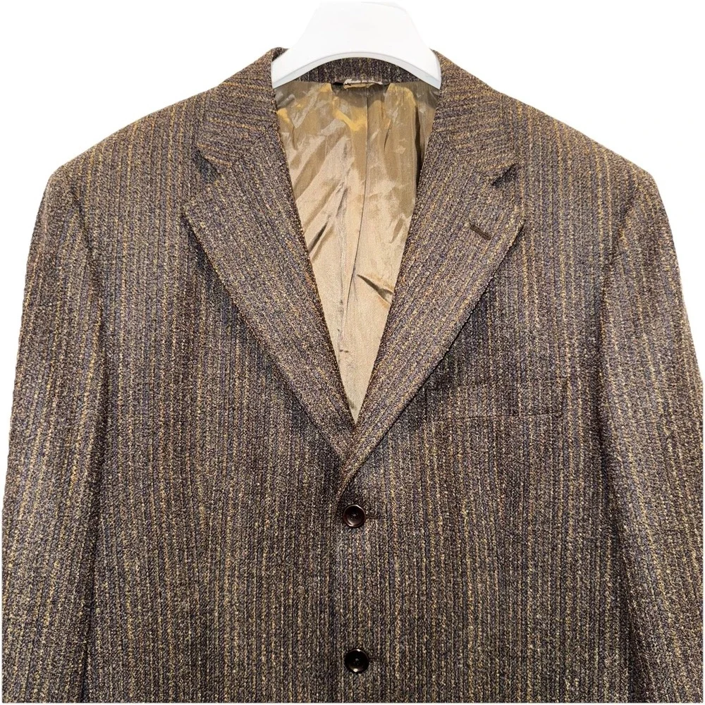 Alberto‎ Zimni Brown Herringbone Wool Tweed Blazer Sport Coat 44R Made In Italy